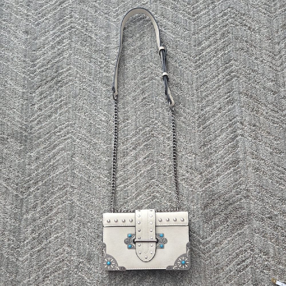 VENUS Cream Crossbody Bag with Turquoise Accents - Picture 4 of 15